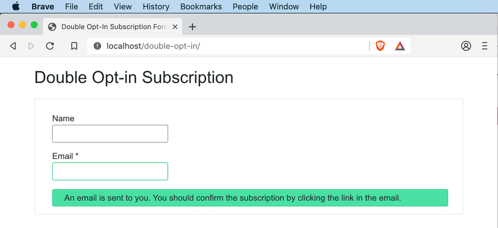 Double opt-in subscription confirmation interface