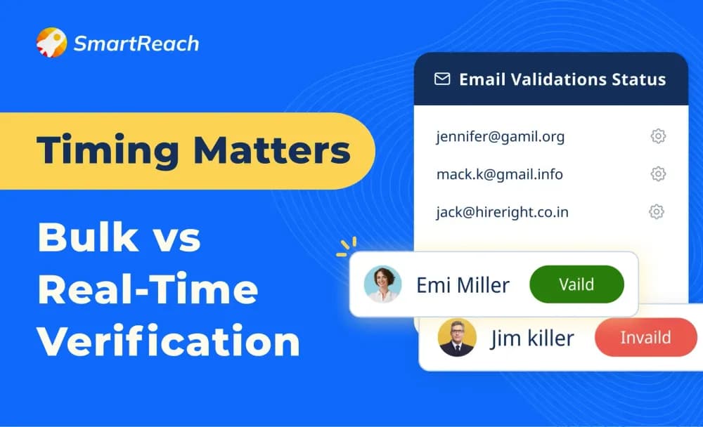 Real-time vs bulk email verification comparison illustration