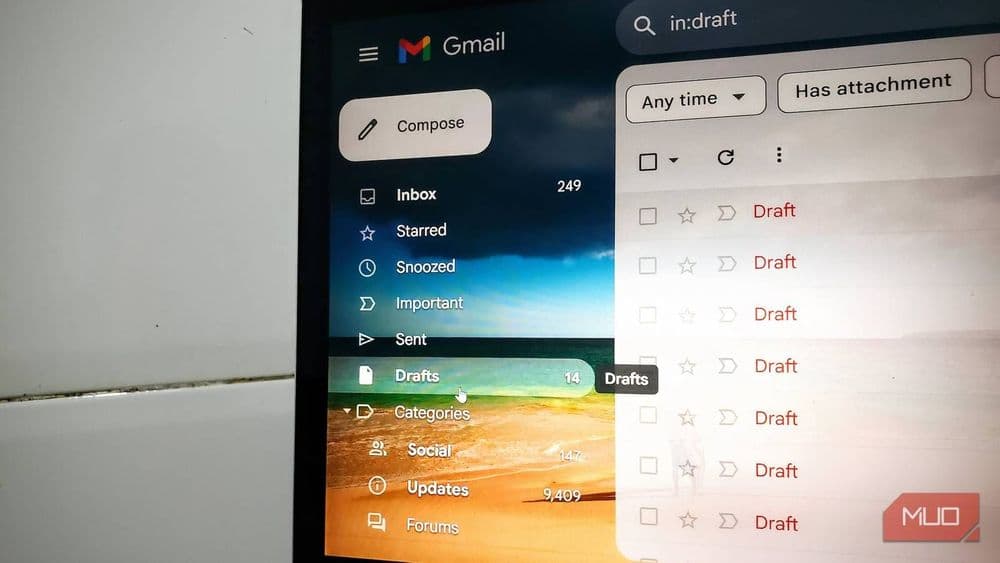 Gmail inbox open on a laptop screen
